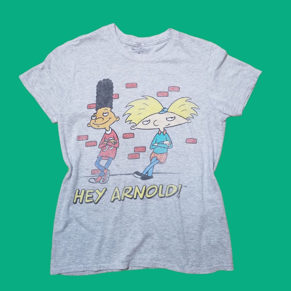 Nickelodeon Hey Arnold 2016 gray graphic tee small 90s vibes cartoon shirt